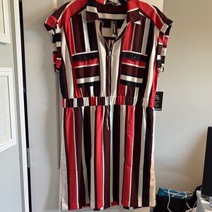 Express Bold Striped Zip Dress